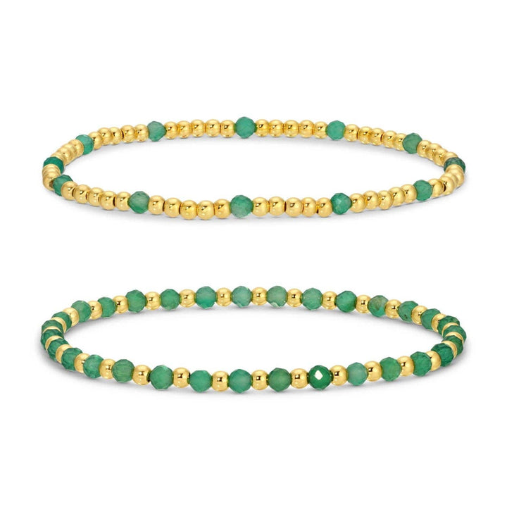 Set/2, 3Mm Bead And Stone Stretch Bracelets