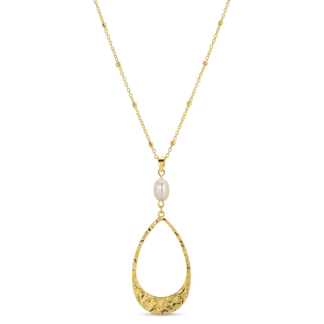 Long Pearl Accented Pendant Necklace