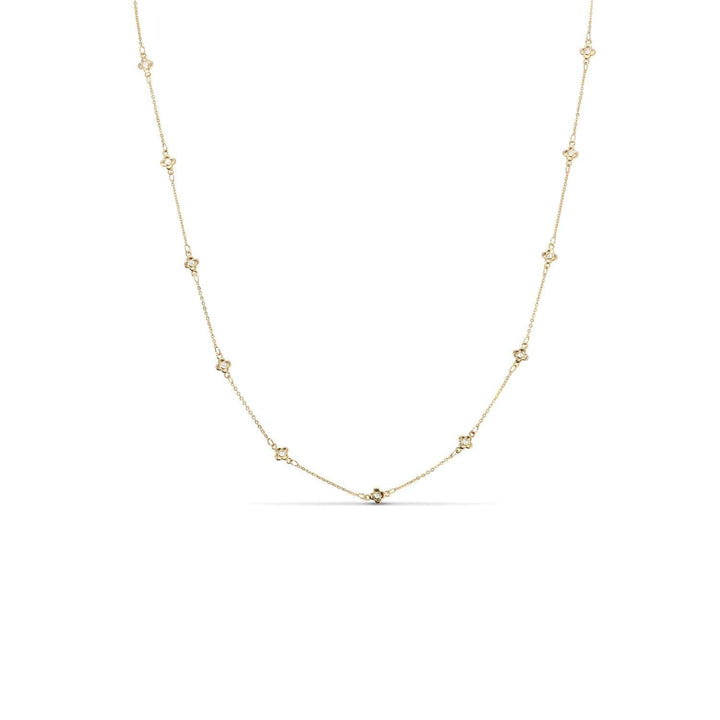 Delicate Cz Accented Quatrefoil Accented Necklace