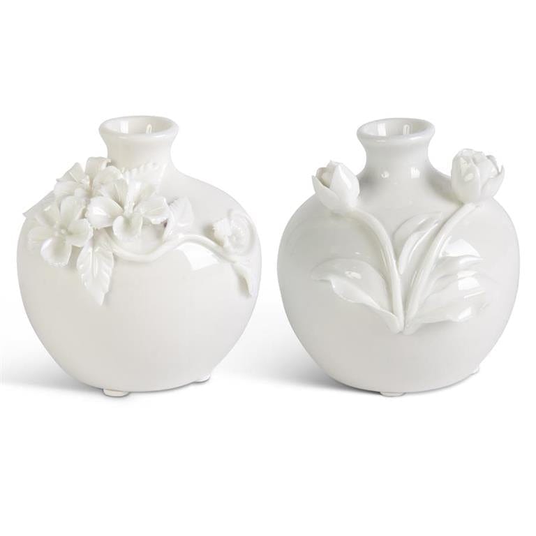 Sm White Vase With Flowers