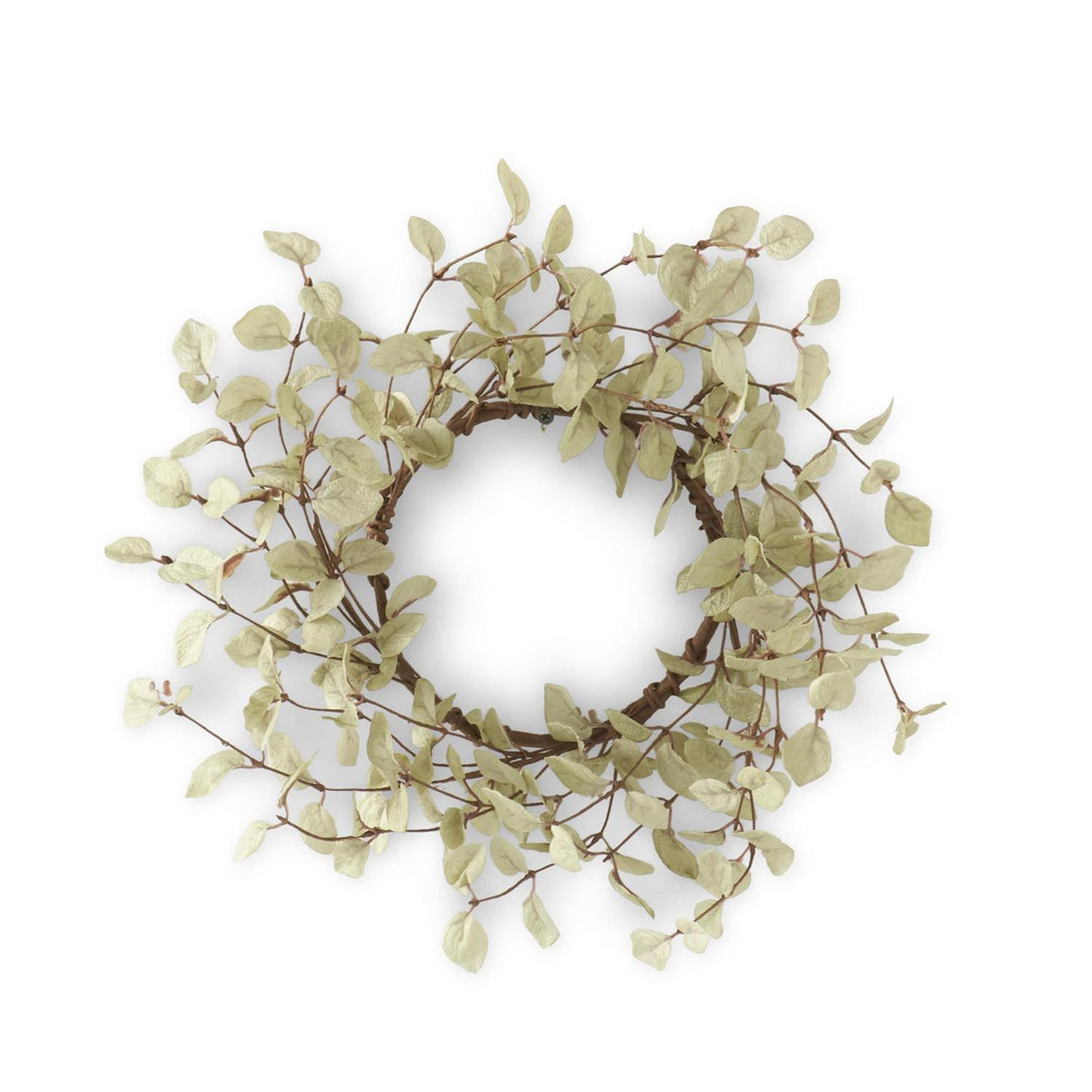14 Inch Light Green Eucalyptus Candle Ring/Wreath (6.5Dia.)
