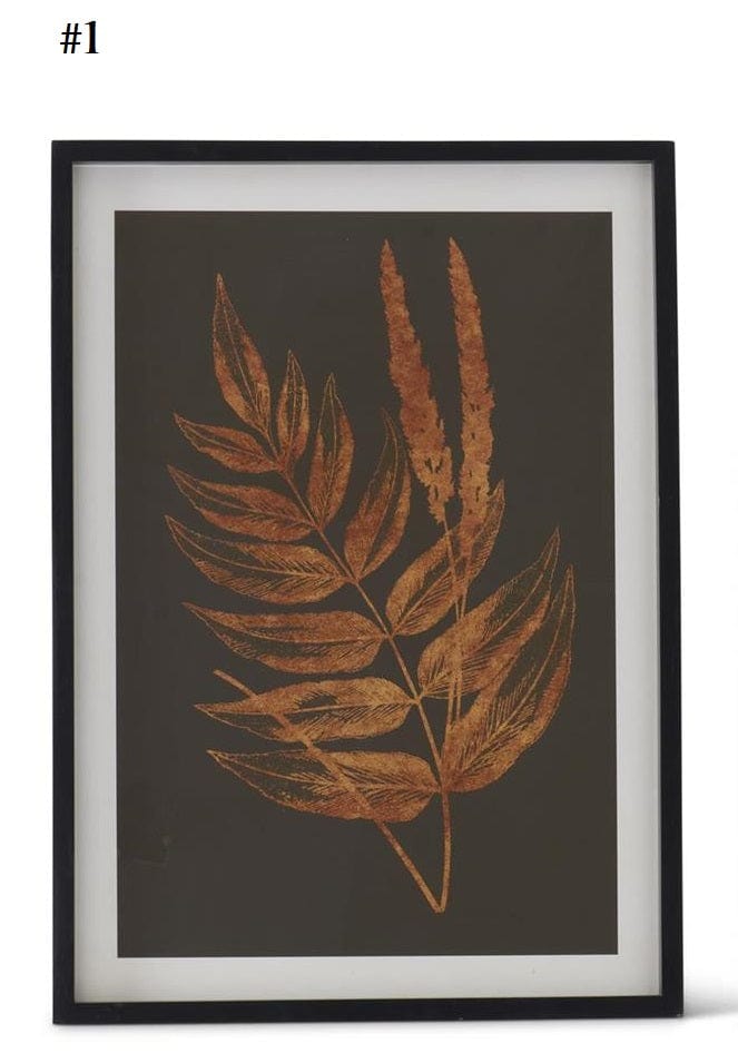 27.5 Inch Black Wood Framed Orange Ferns on Black Print