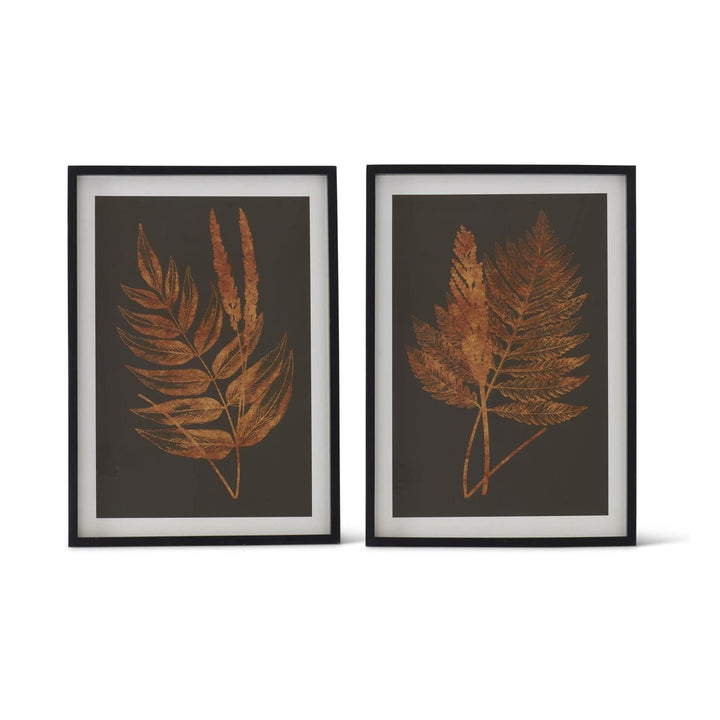 27.5 Inch Black Wood Framed Orange Ferns on Black Print