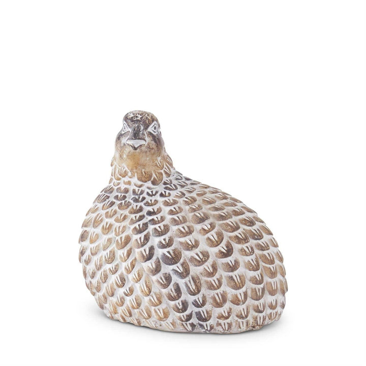 6.25 Inch Tan Whitewashed Resin Quail