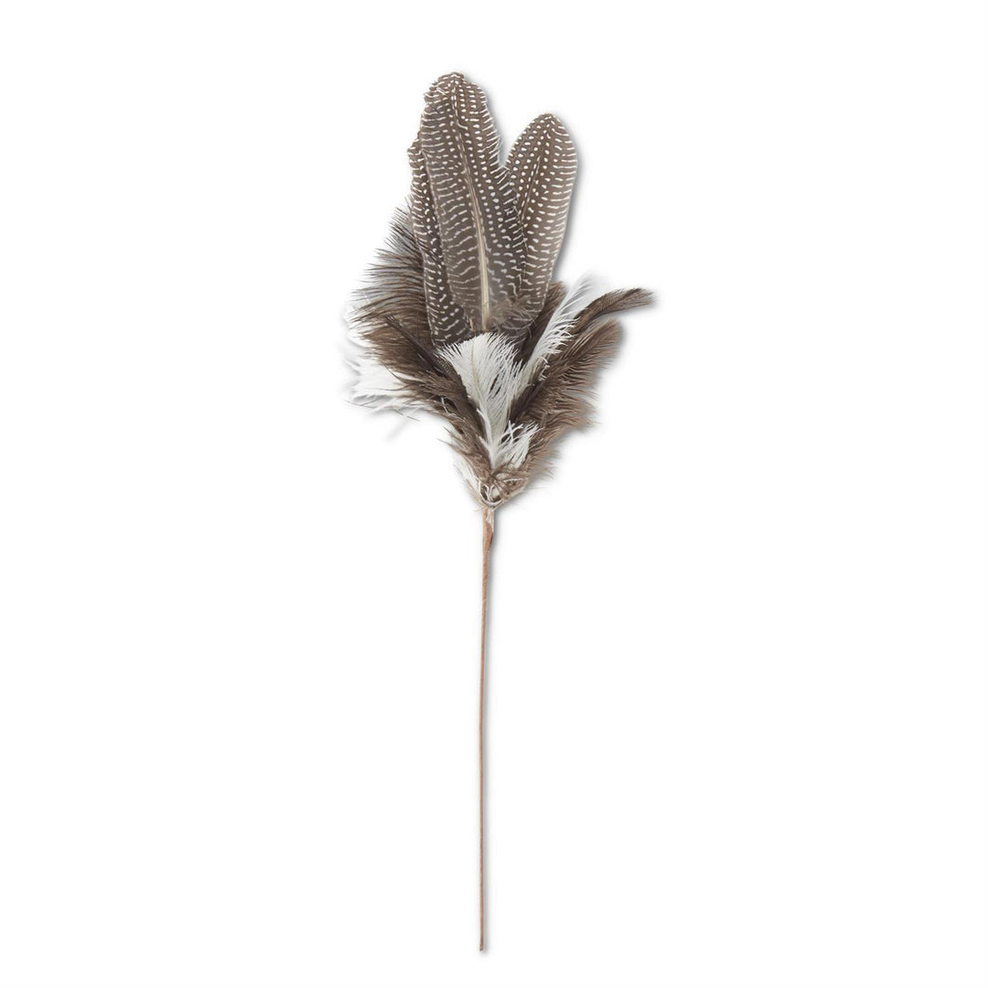 18887A 19 Inch Brown & White Speckled Feather Spray