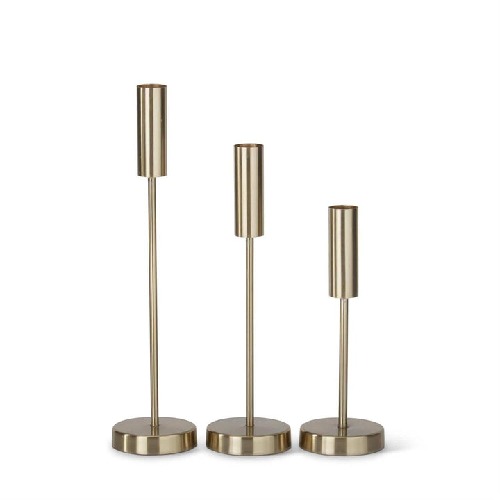 Slender Gold Metal Taper Candleholder