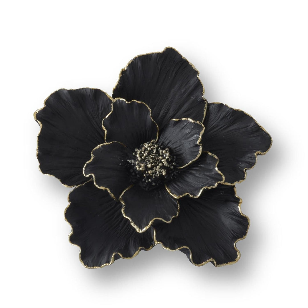 8 Inch Black Resin Gold Gilded Wall Flower