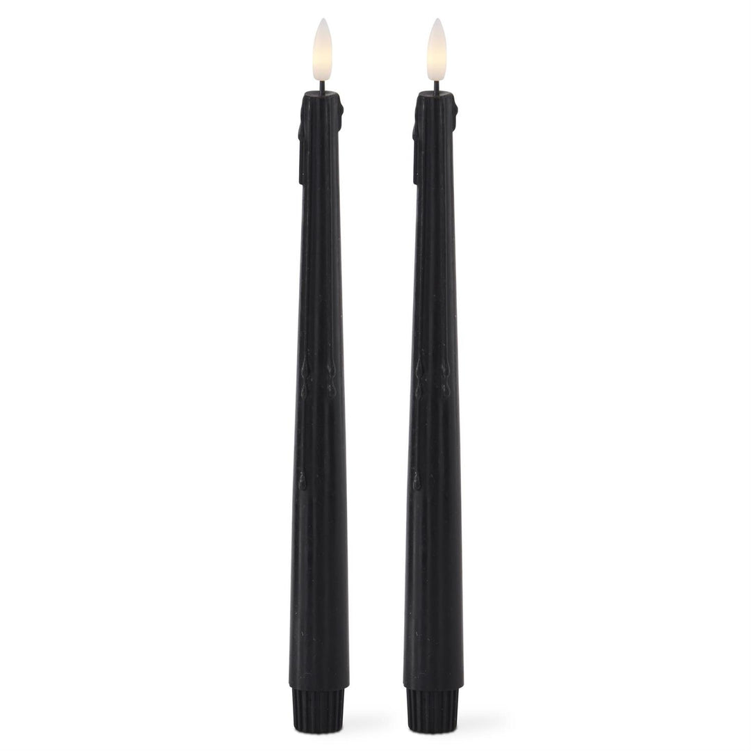 Set of 2 11.5 Inch Black LED Drip Taper Candles w/Timer