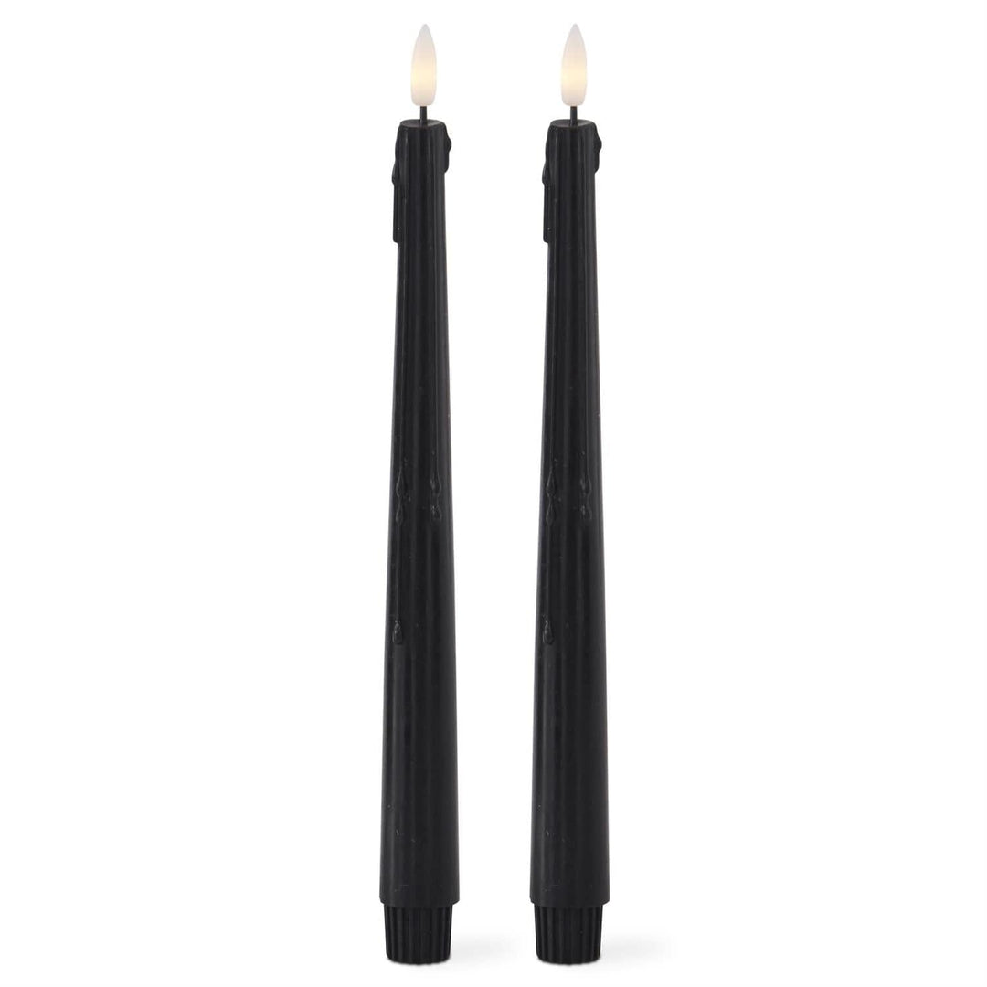 Set of 2 11.5 Inch Black LED Drip Taper Candles w/Timer