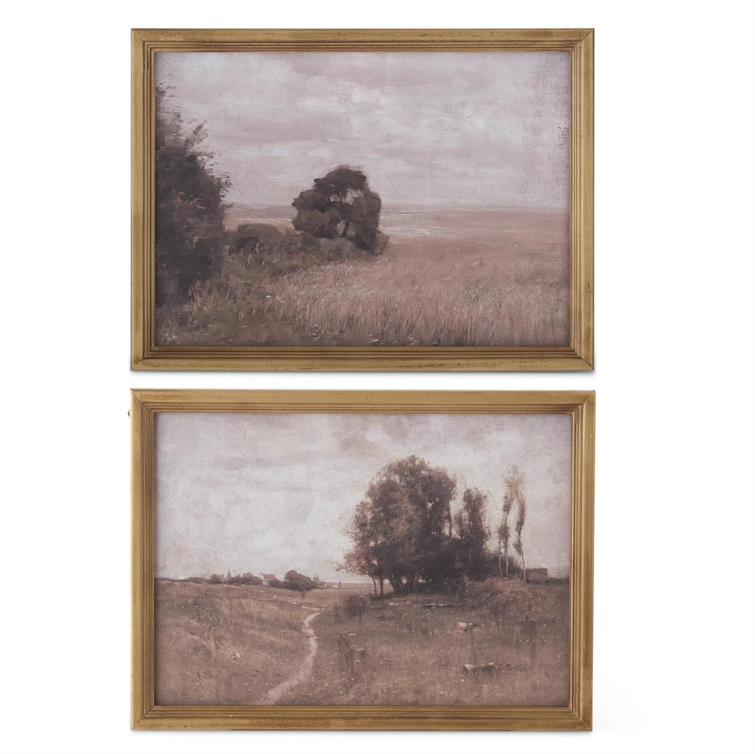 Assorted 15 Inch Light Fir Wood Framed Naturescape Prints (2 Styles)