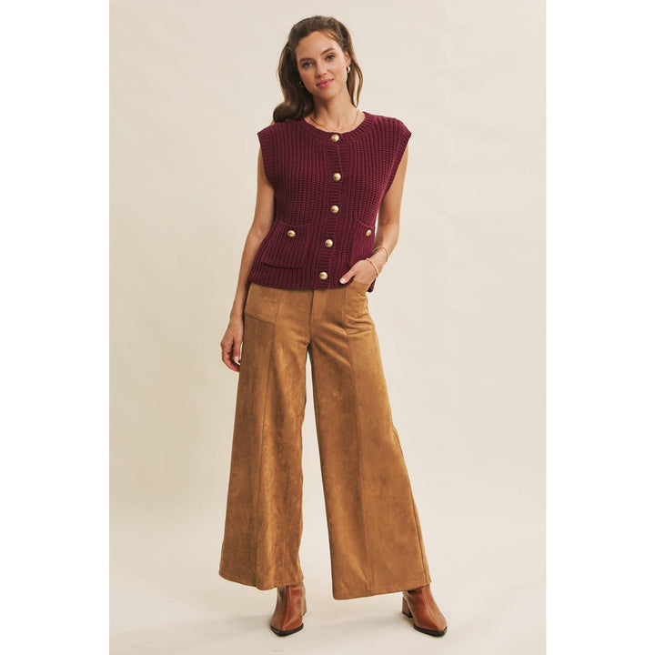 Buttery Suede Stretchy Wide-Leg Pants