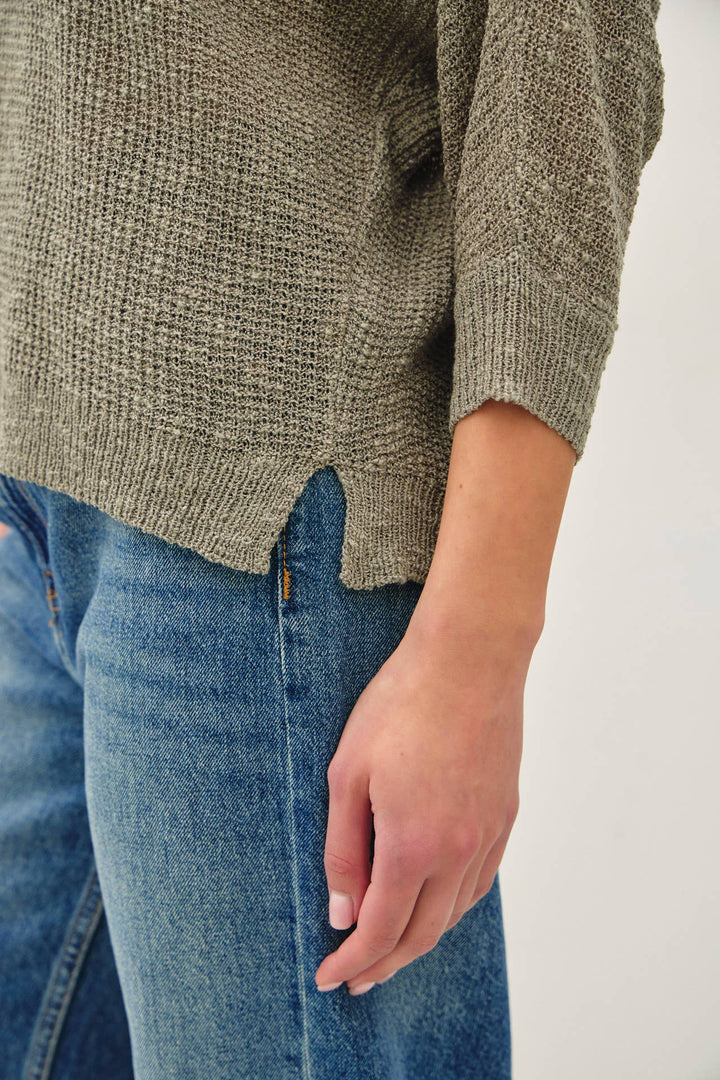 Front Pocket Dolman Long Sleeve Knit Sweater