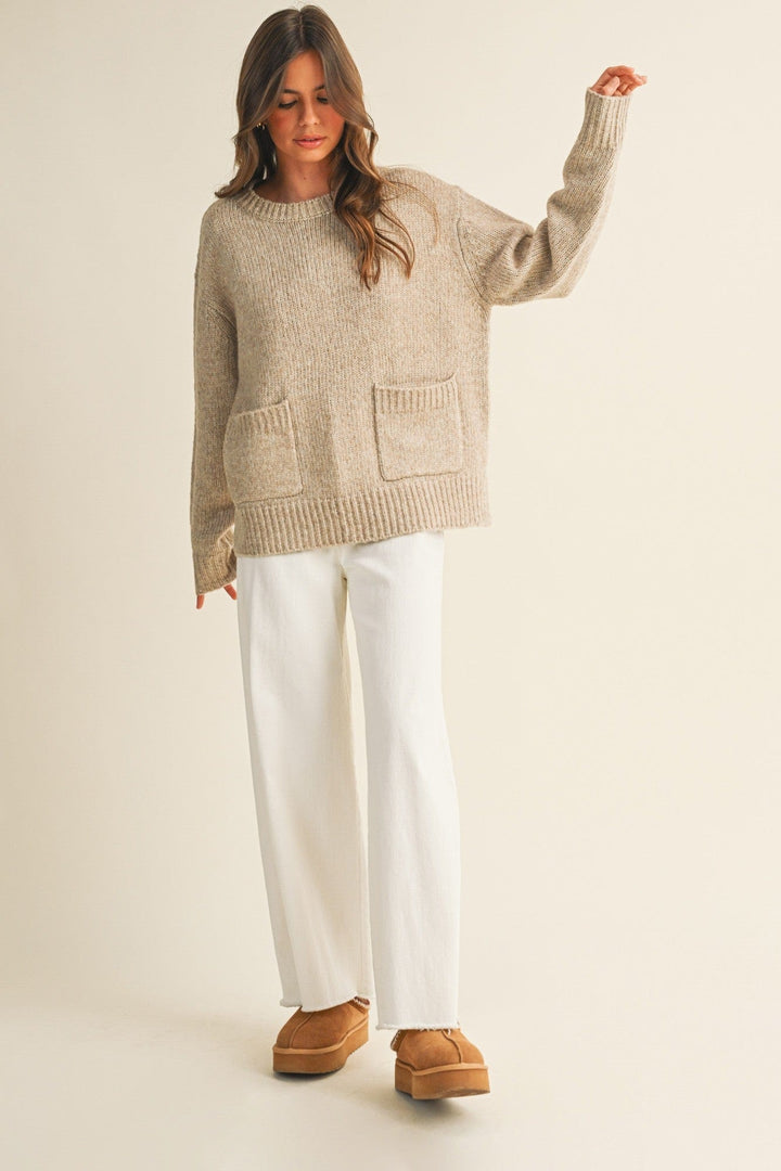 Front Patch Pocket Sweater Top