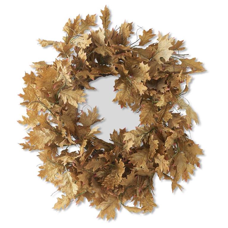 24 Inch Oak Brown and Tan Leaf Wreath
