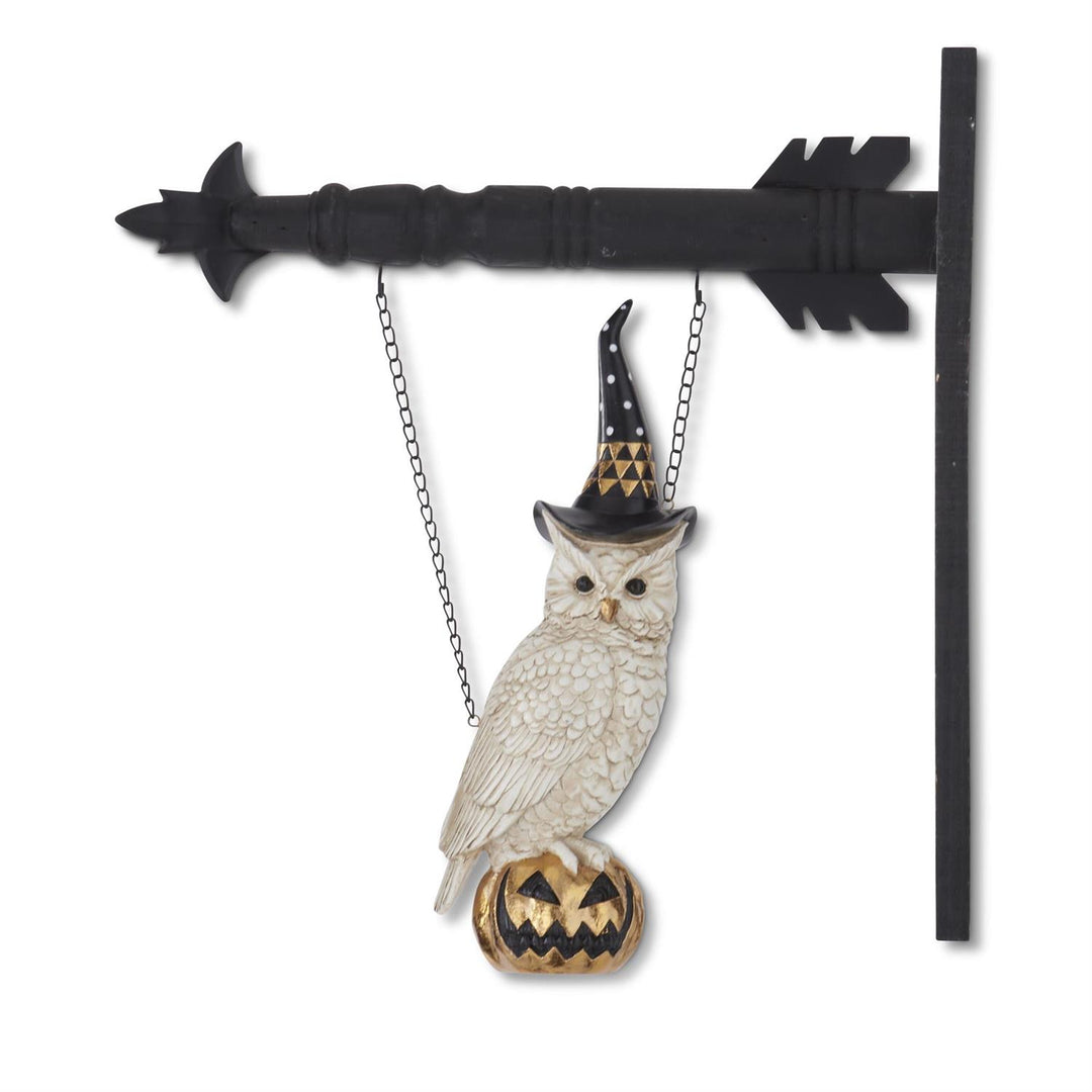 14 Inch White and Gold Owl w/Witch Hat on Gold Jack Arrow Replacement