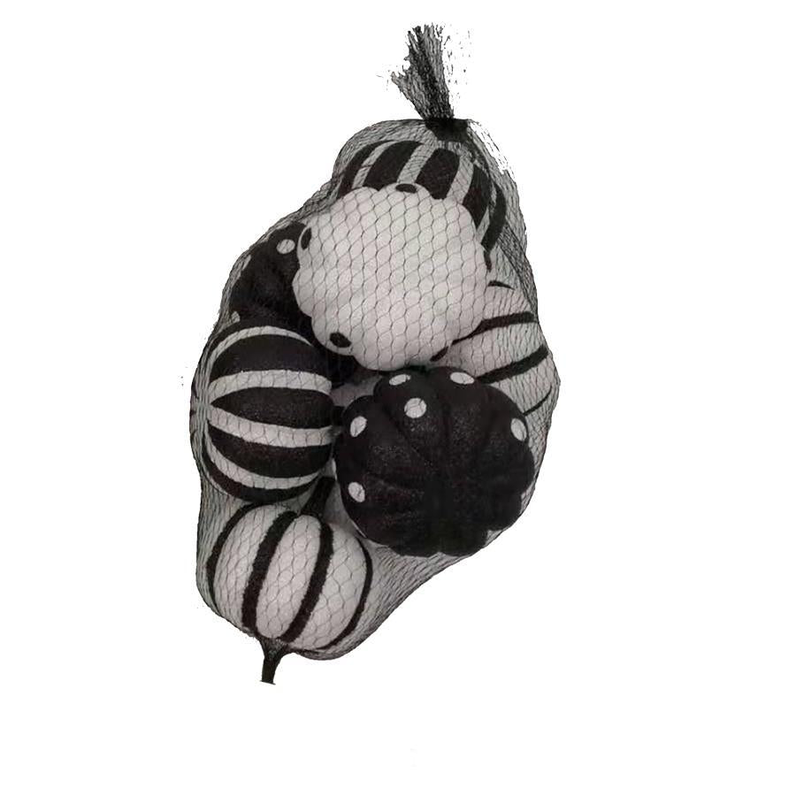 Bag of 8 Assorted Glitter Black & White Pumpkins