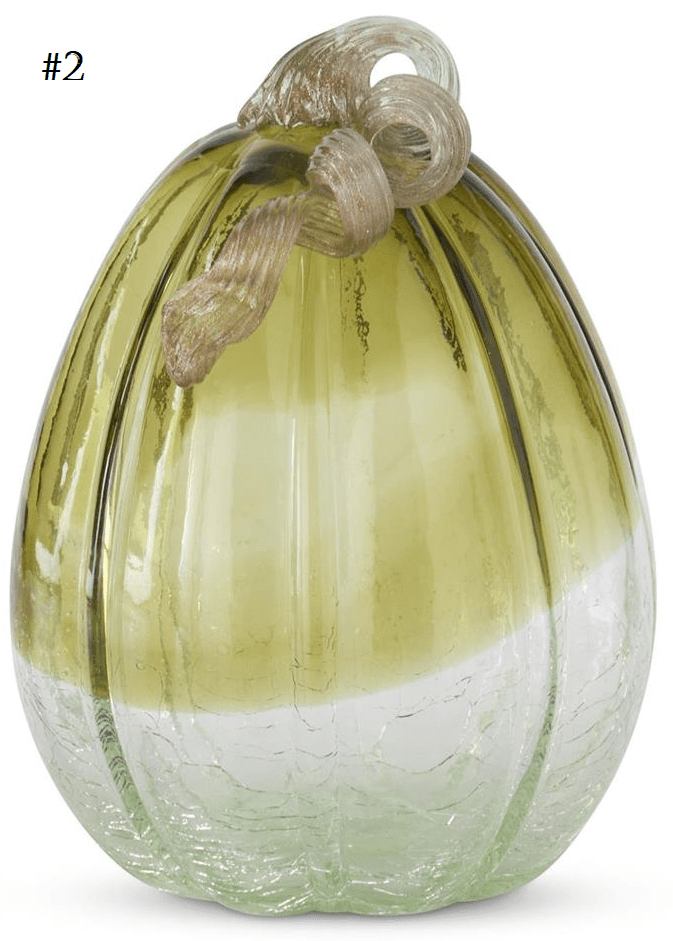 Green & Clear Crackled Handblown Glass Pumpkin