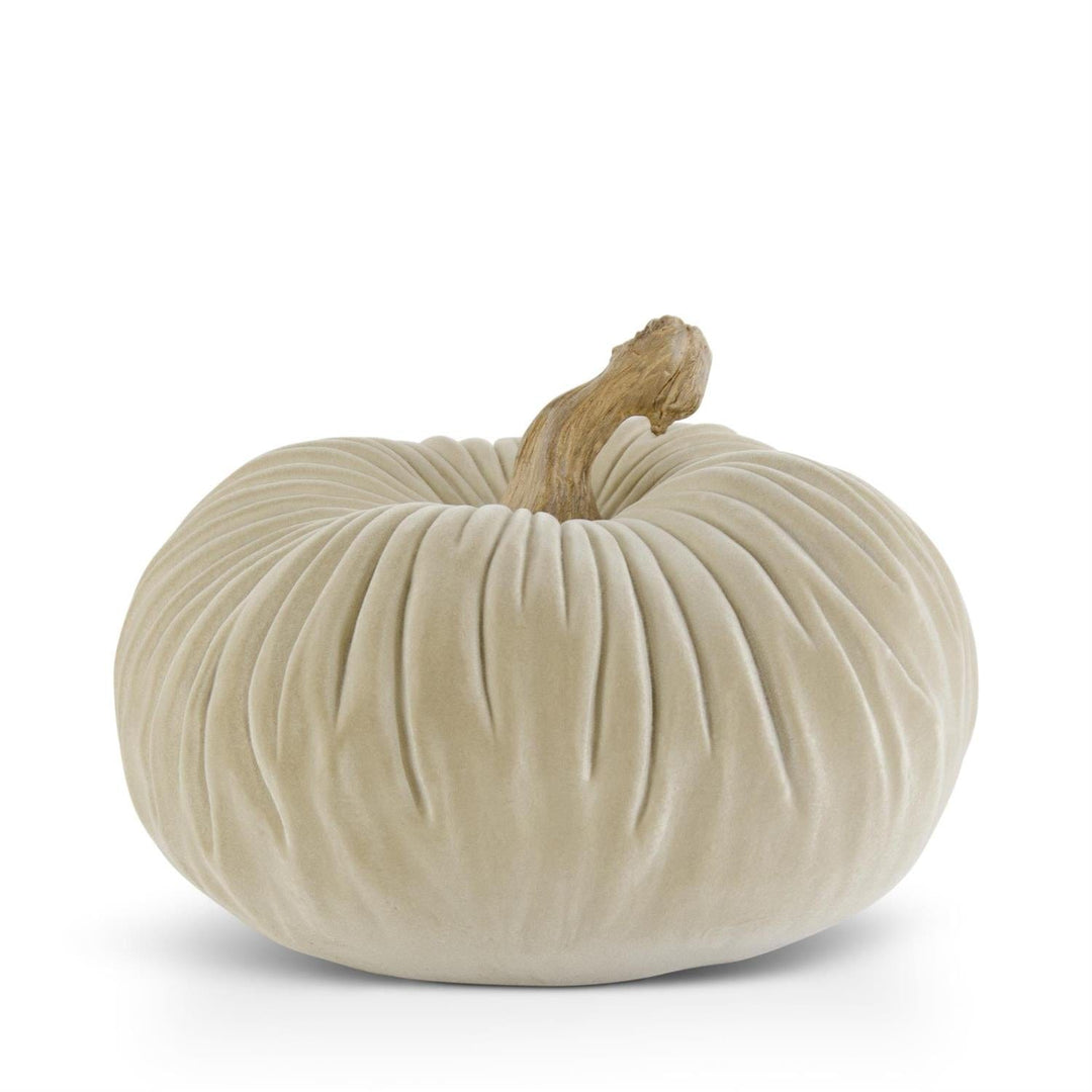 3 Inch Resin Taupe Velvet Pumpkin
