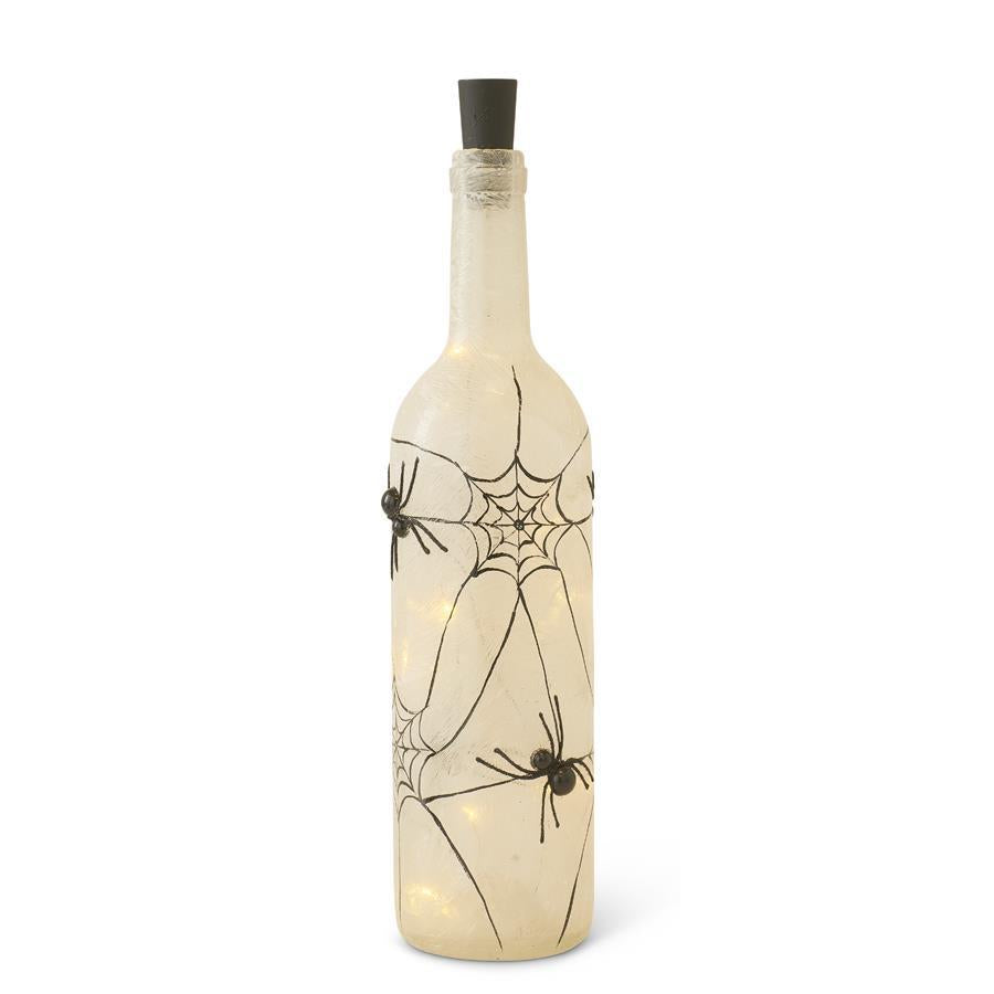 12.75 Inch Frosted Glass LED Spider Web Bottle