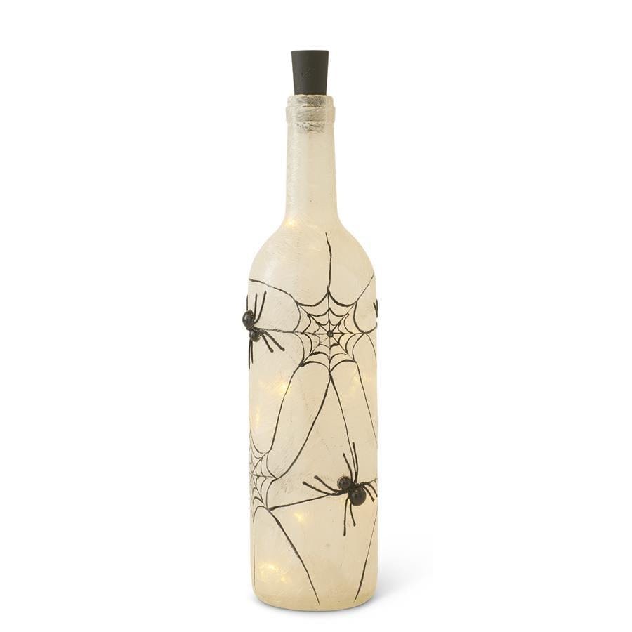 12.75 Inch Frosted Glass LED Spider Web Bottle