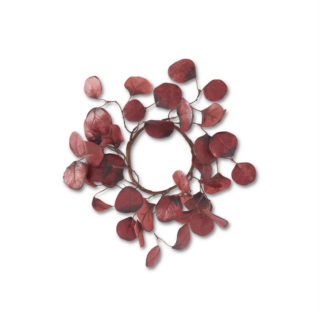 12 Inch Burgundy Gumdrop Eucalyptus Candle Ring (4.25Dia.)