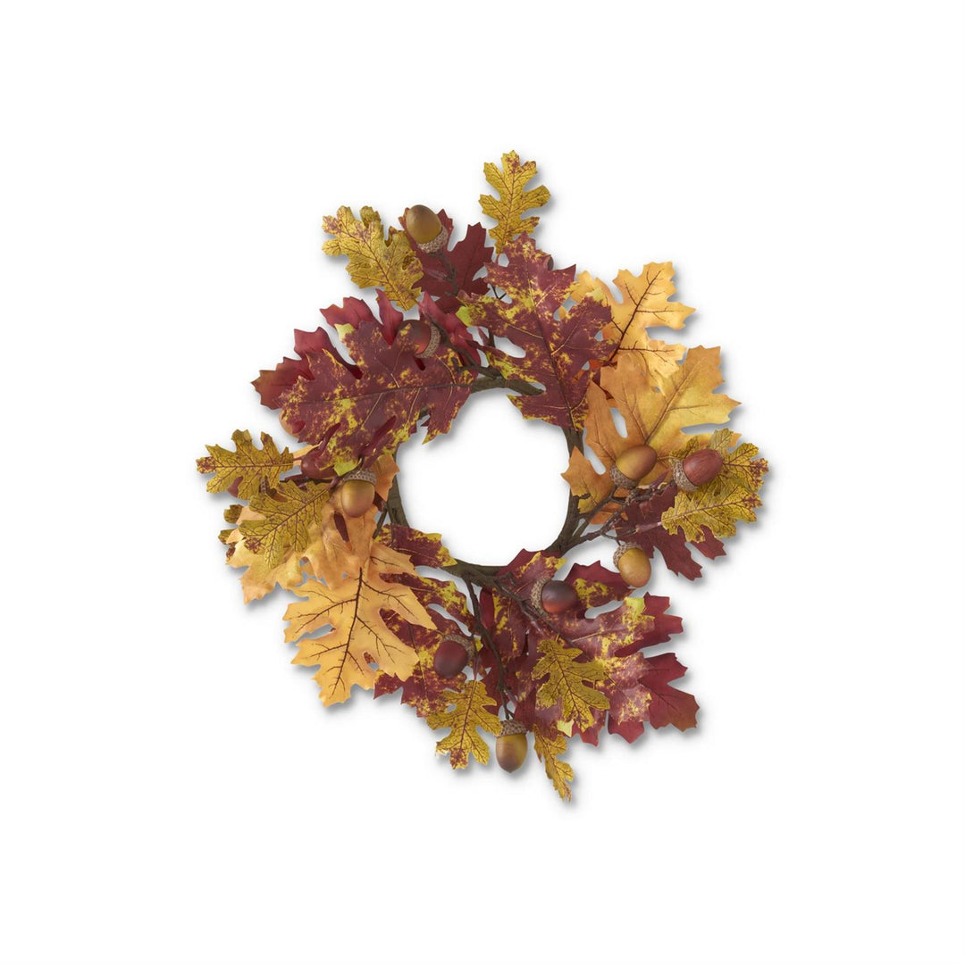 17 Inch Multi Color Fall Oak Leaves Candle Ring (4.5Dia.)