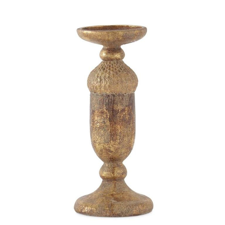 Gold & Bronze Textured Resin Acorn Candleholder