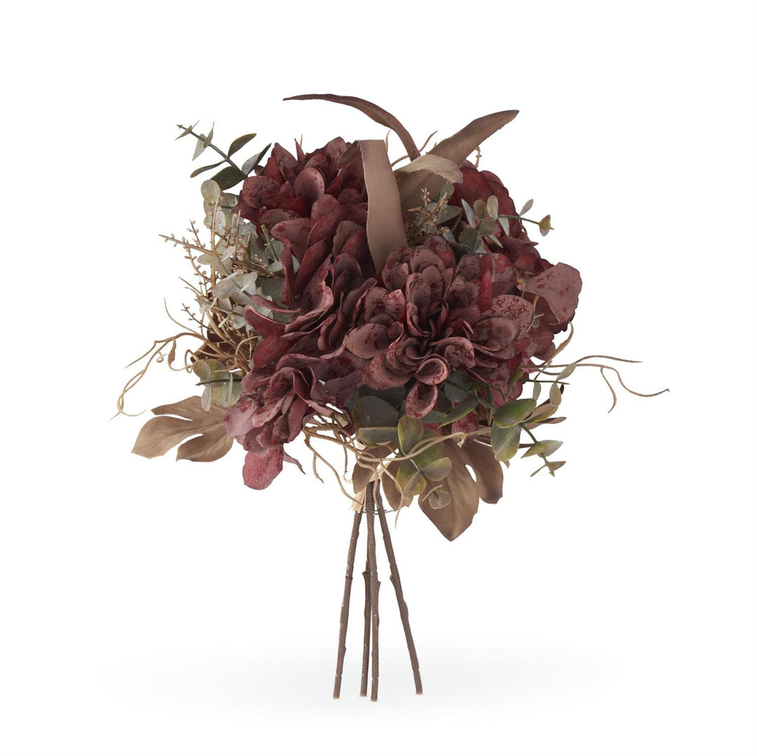 14 Inch Burgundy Faux Dried Floral Bundle (4 Stems)