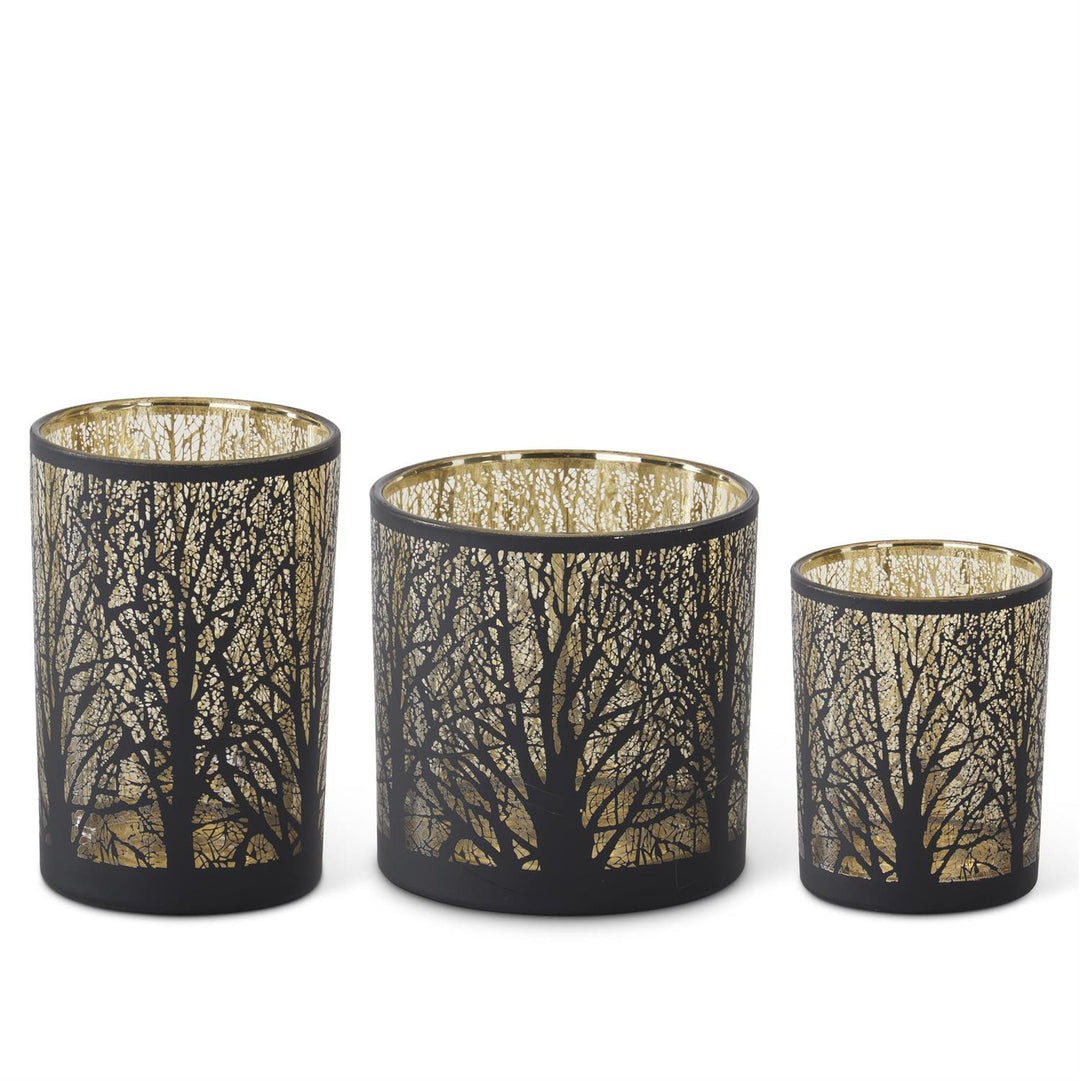 Black Tree w/Gold Interior Votive - 3 Sizes