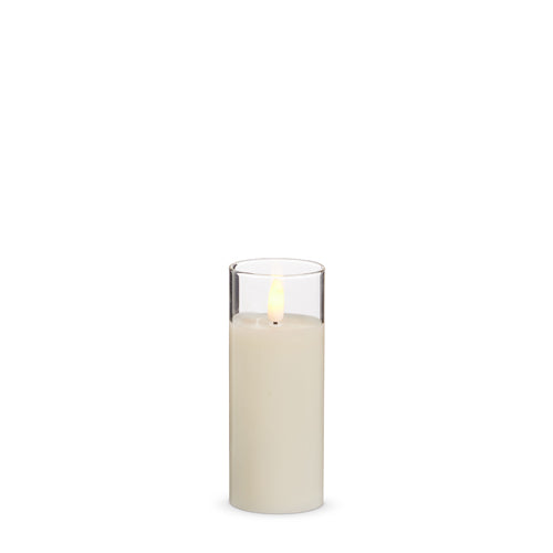 2" X 5" Clear Glass Ivory Pillar Candle