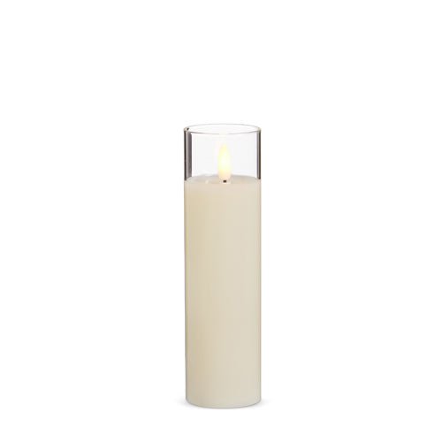 2" X 7" Clear Glass Ivory Pillar Candle