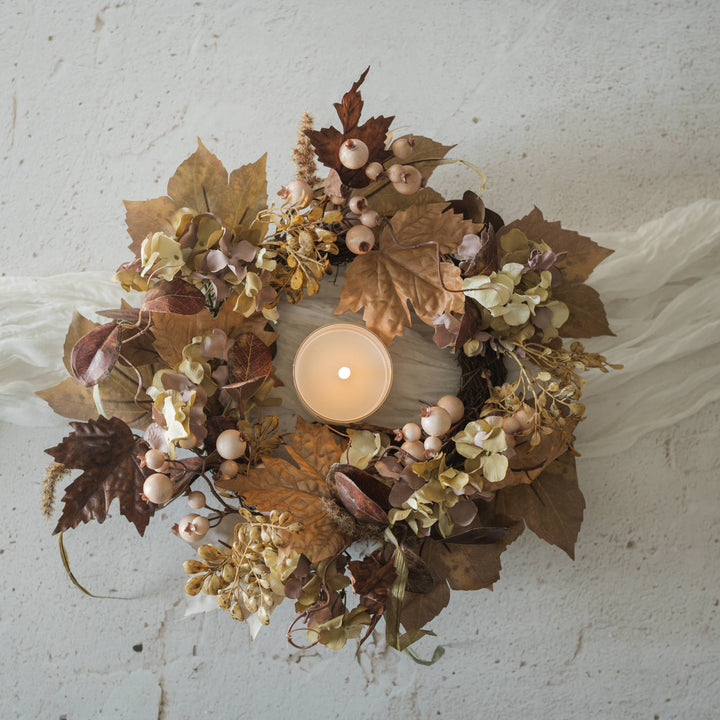 17" MAPLE LEAF & BERRY CANDLE RING