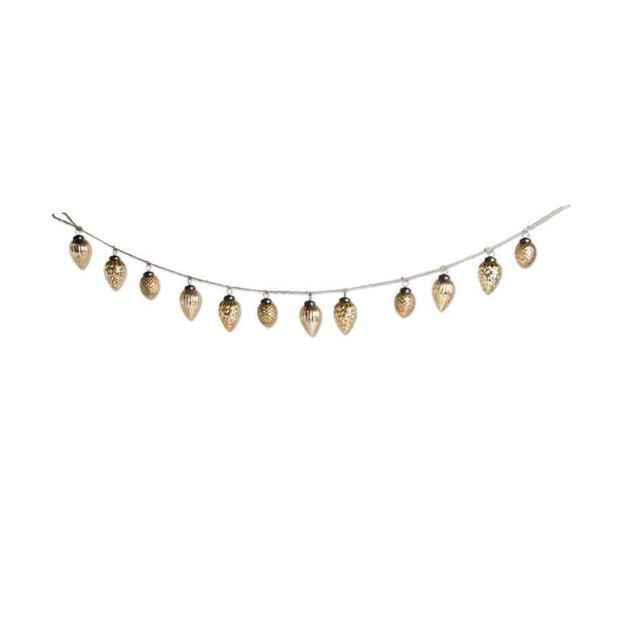 48 Inch Gold Mercury Glass Acorn Ornament and Twine Garland