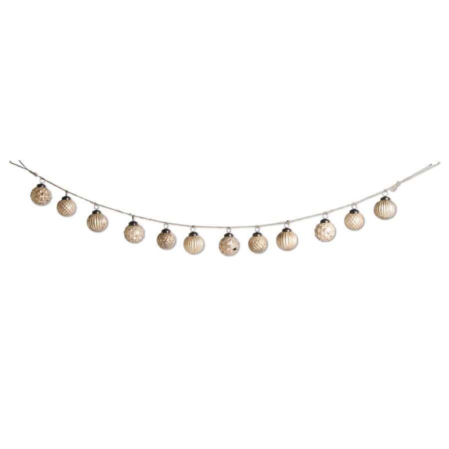 48 Inch Light Brown Mercury Glass Round Ornament and Twine Garland