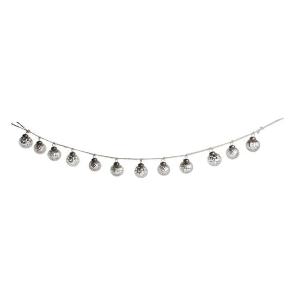 48 inch SIlver Mercury Glass Round Ornament and Twine Garland