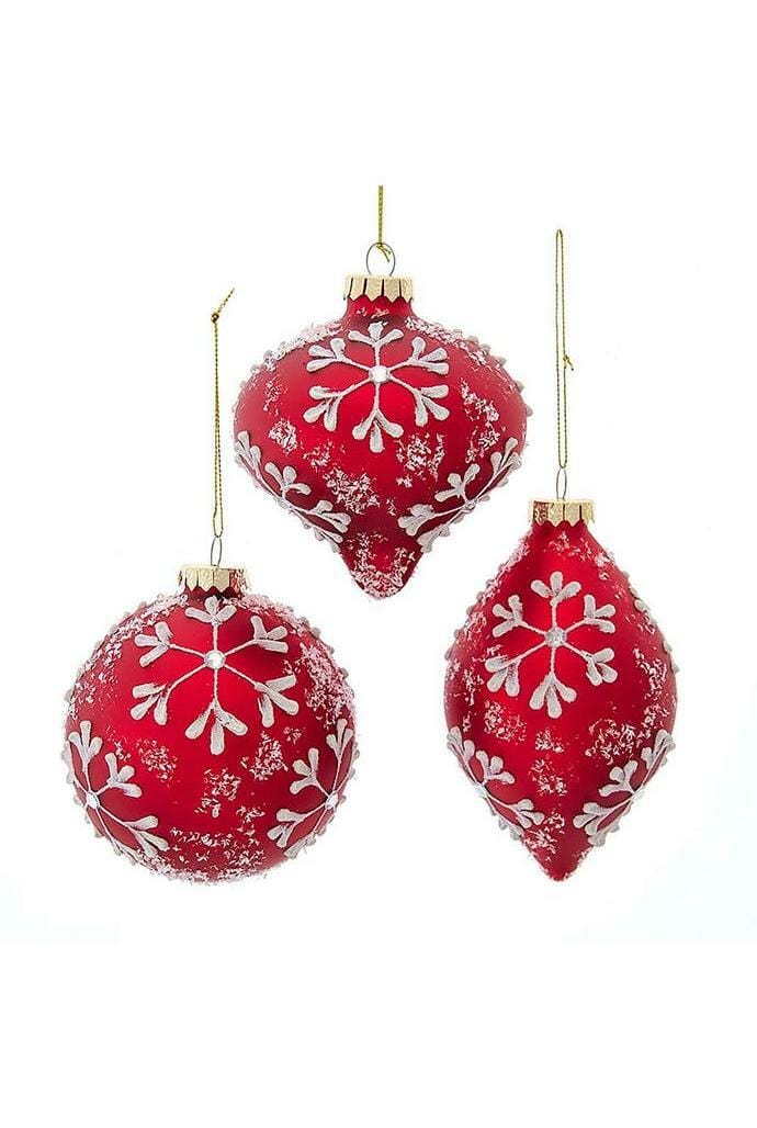 Assorted Transparent Red and White Snowflake Ornaments