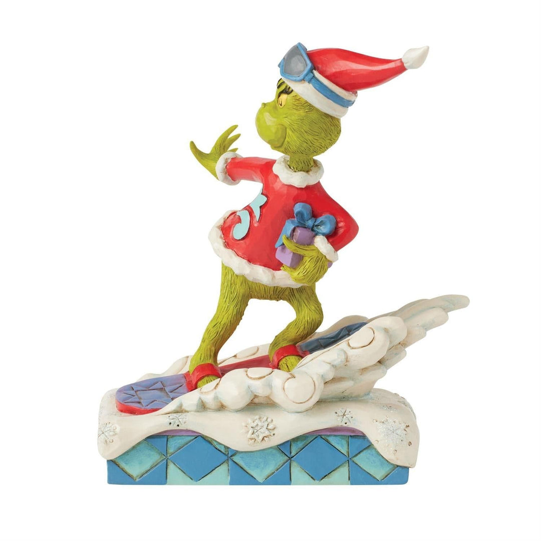 Grinch Snowboarding Figurine