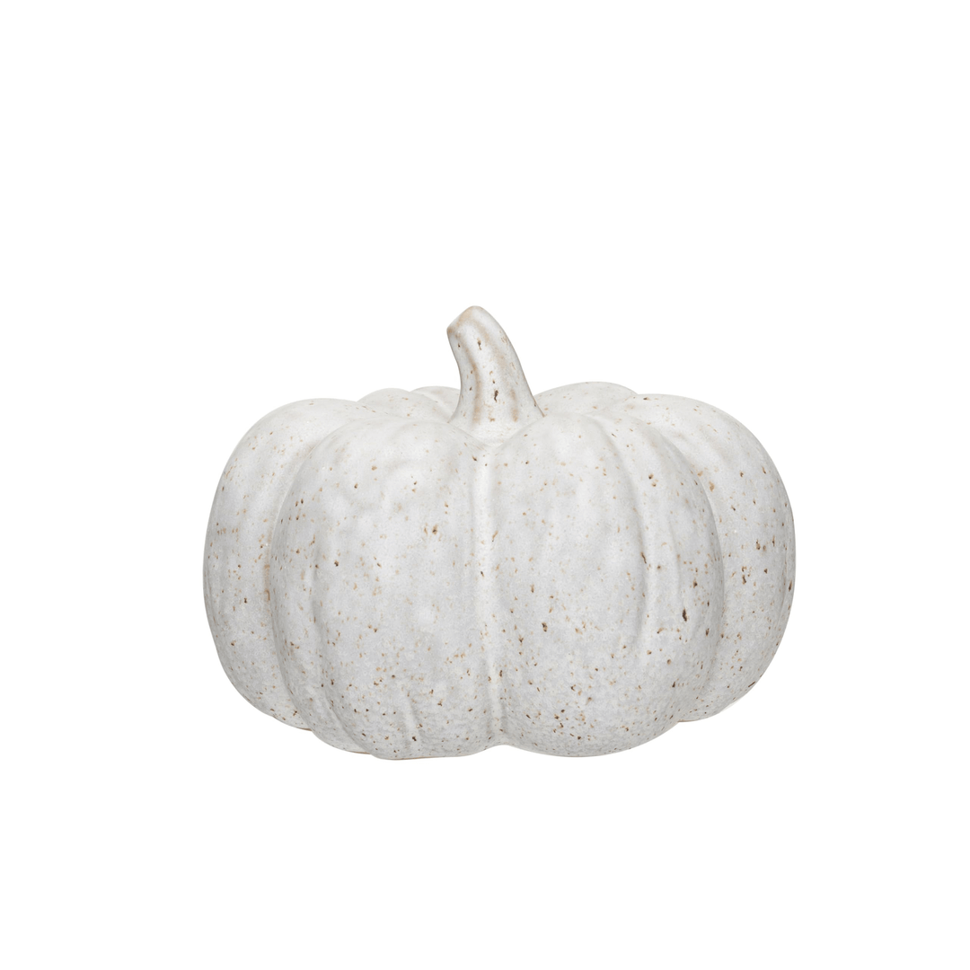Stoneware Pumpkin Decor with Reactive Glaze, Cream