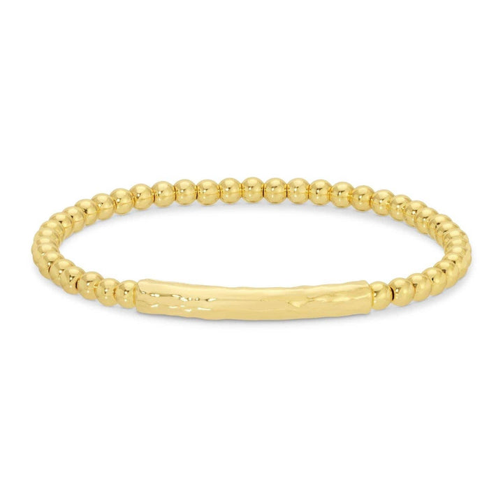 Beaded Bracelet With Lightly Textured Bar