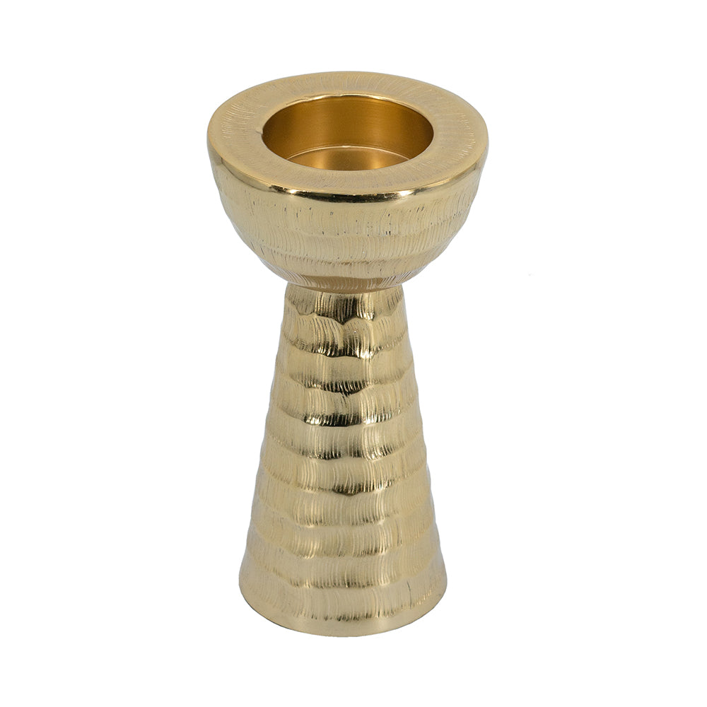 D5x10" Decorative Handmade Aluminum Candle Holder, Gold