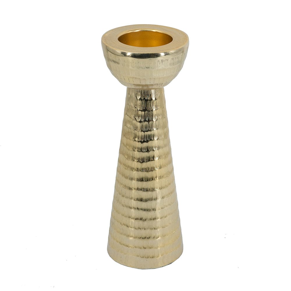 D5x14" Decorative Handmade Aluminum Candle Holder, Gold