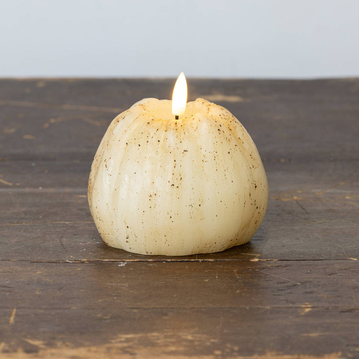 4" CREAM 3D FLAME TALL PUMPKIN CANDLE