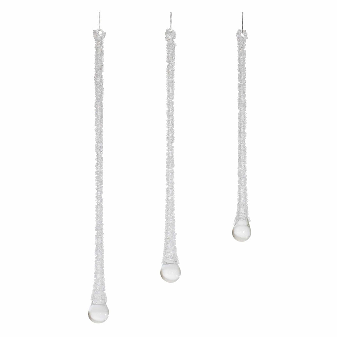 Icicle Drop (Set of 3) 10"H, 12"H, 13.5"H Glass