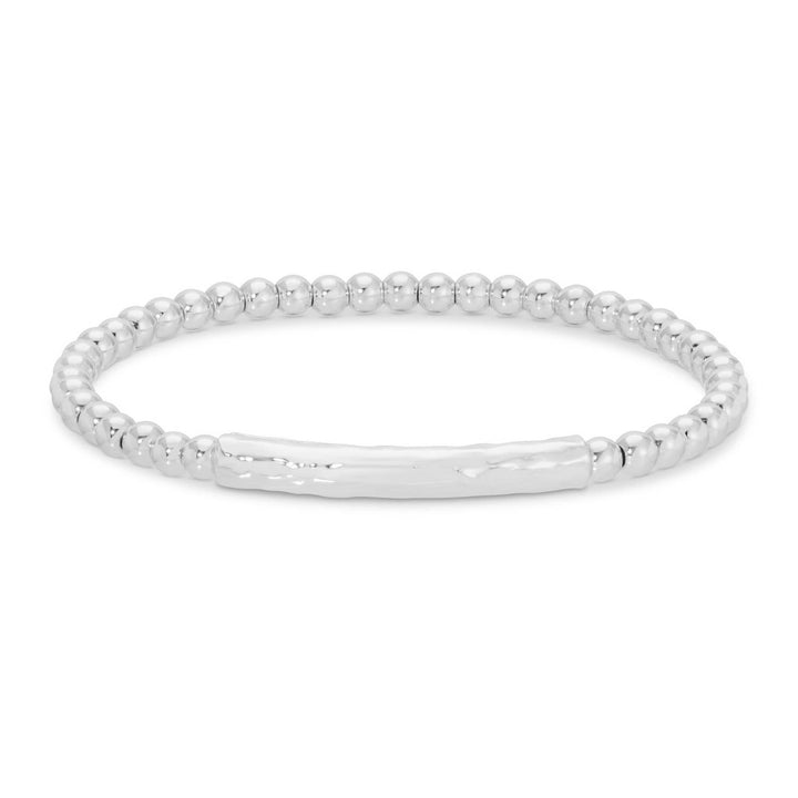 Beaded Bracelet With Lightly Textured Bar