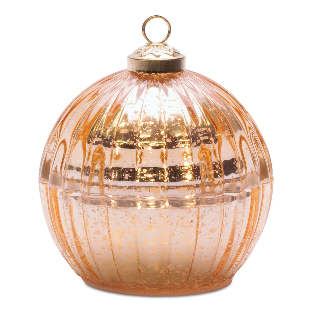 LED Ornament Candle 4"D x 4.25"H Glass 6 Hr Timer 2 AA Batteries Not Included