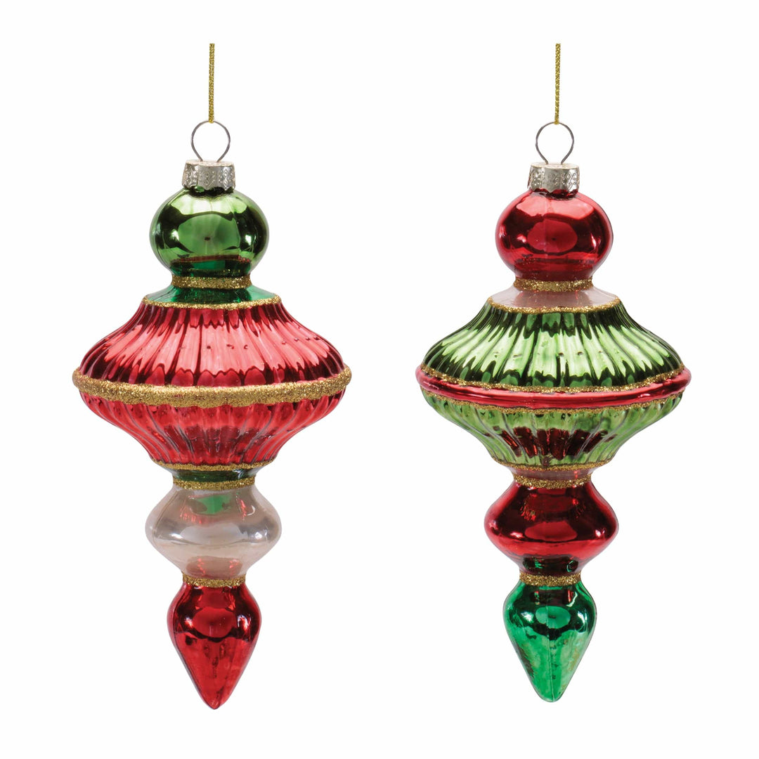 Drop Ornament (2 Asst) 6.75”H Glass