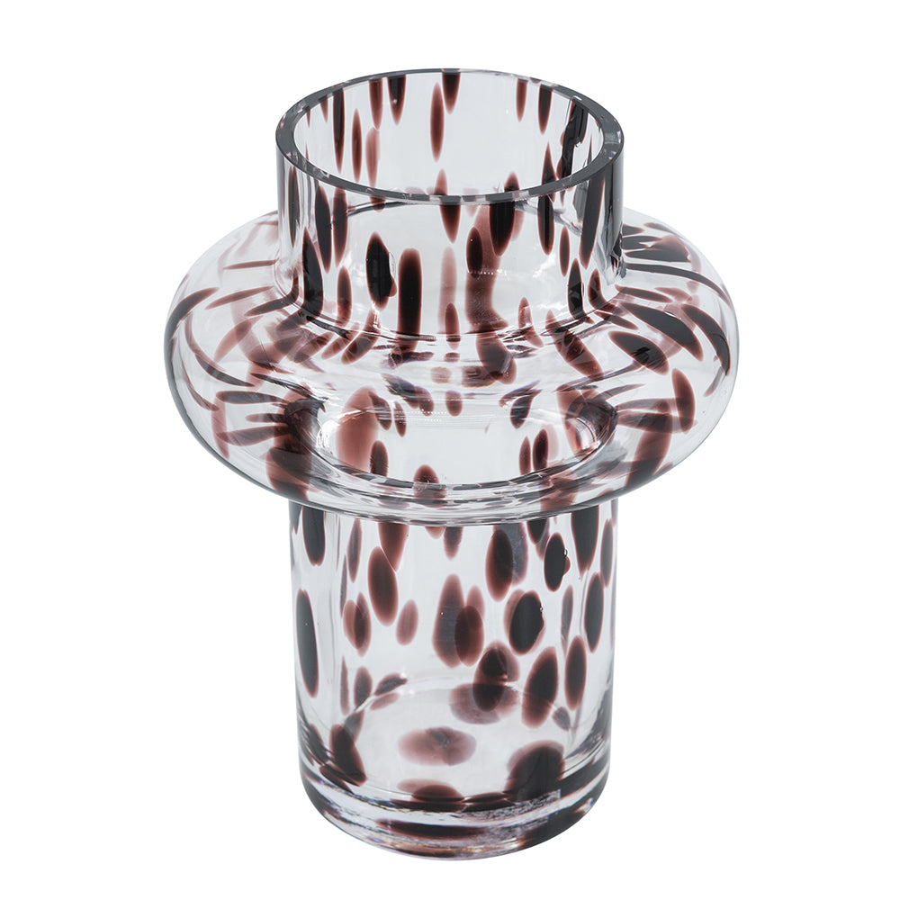 Clear Glass Accent Vase with Artistic Amber Spots