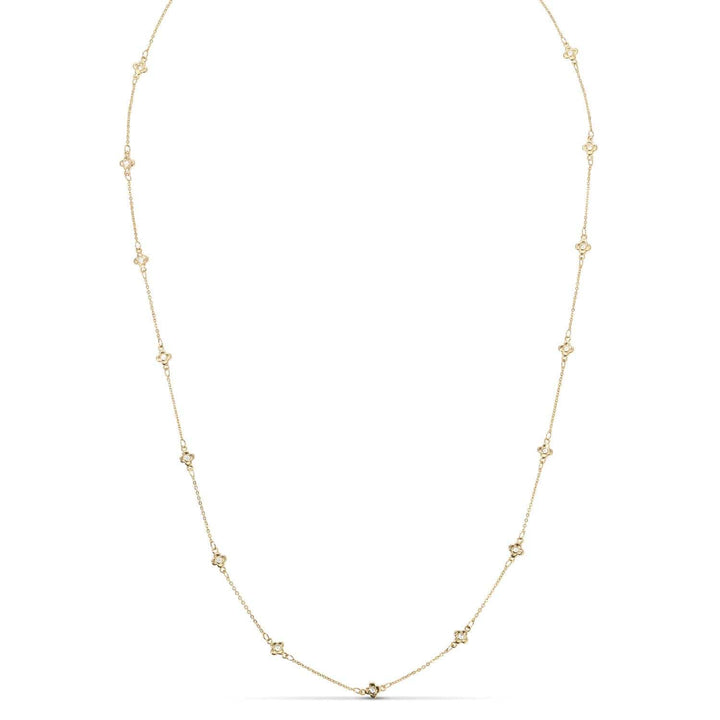 Delicate Cz Accented Quatrefoil Accented Necklace
