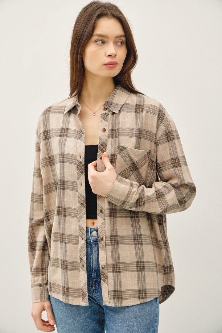 Plaid Long Sleeve Button Up