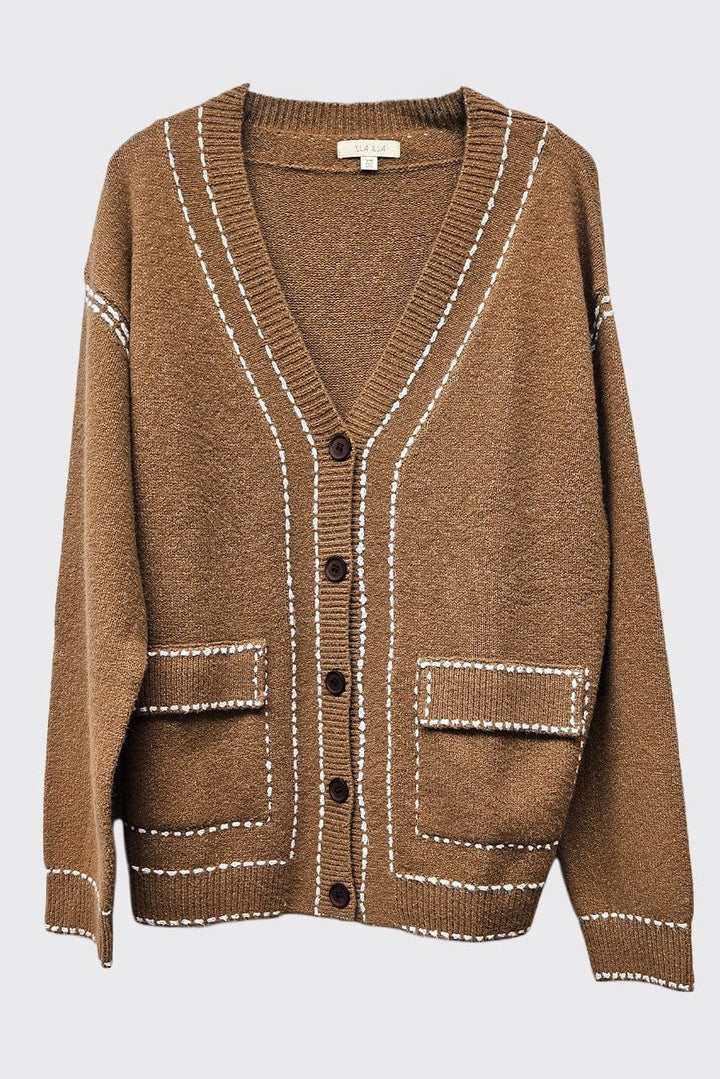 Contrast Stitched Cardigan
